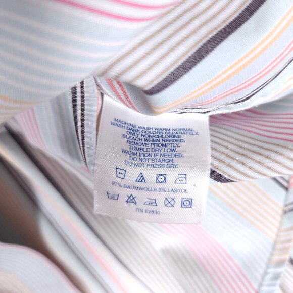 Lands End Button Shirt Womens 10 Striped Long Sleeve Collared Office Work Top - Picture 7 of 12